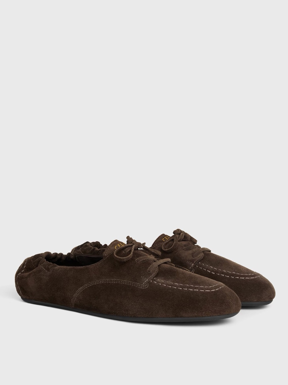 CELINE ADAM DARK BROWN SUEDE BOAT SHOES 44 /12 US $1000 MOCCASINS LACE UPS BALLY